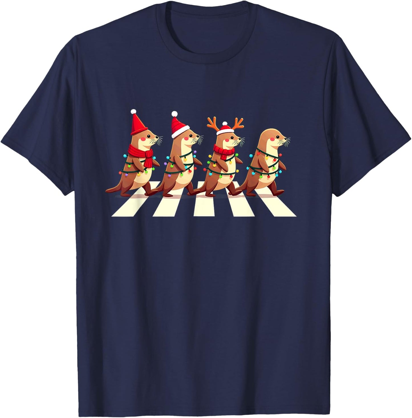 Hawaiian Monk Seal Crossing Road Xmas T-Shirt - T-Shirt | Navy