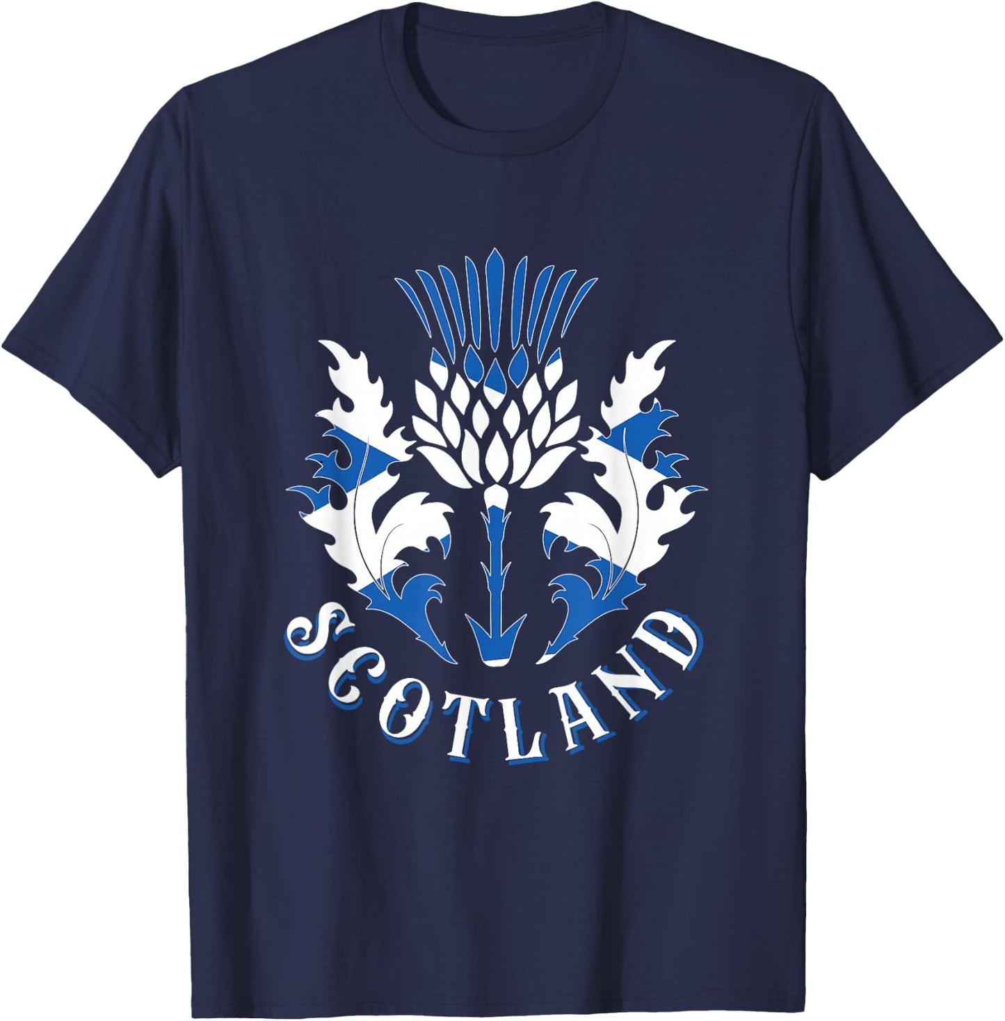 Scottish Flag and Scottish Thistle Scotland Emblem T-Shirt - T-Shirt | Navy