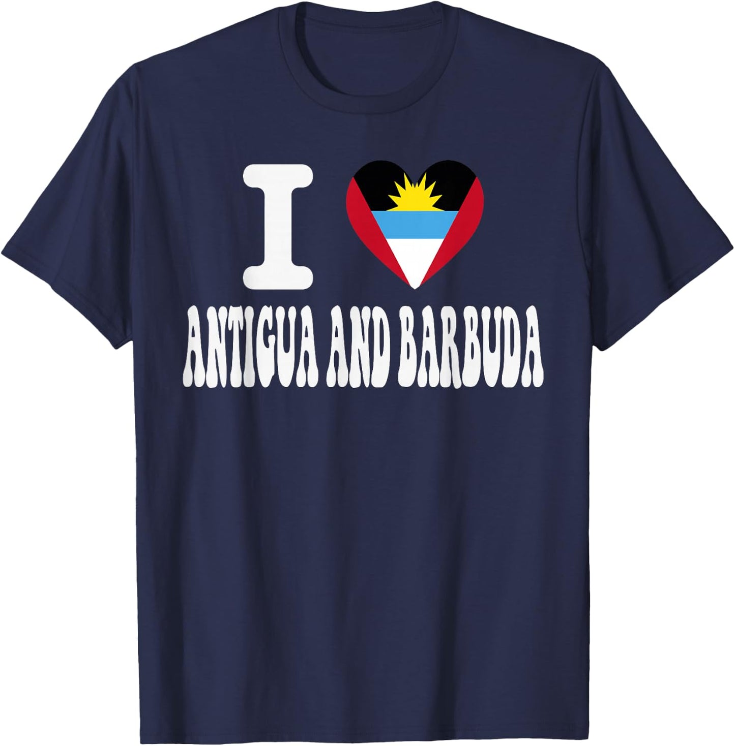 I Love Antigua and Barbuda Heart Flag Retro Travel Souvenir T-Shirt - T-Shirt | Navy