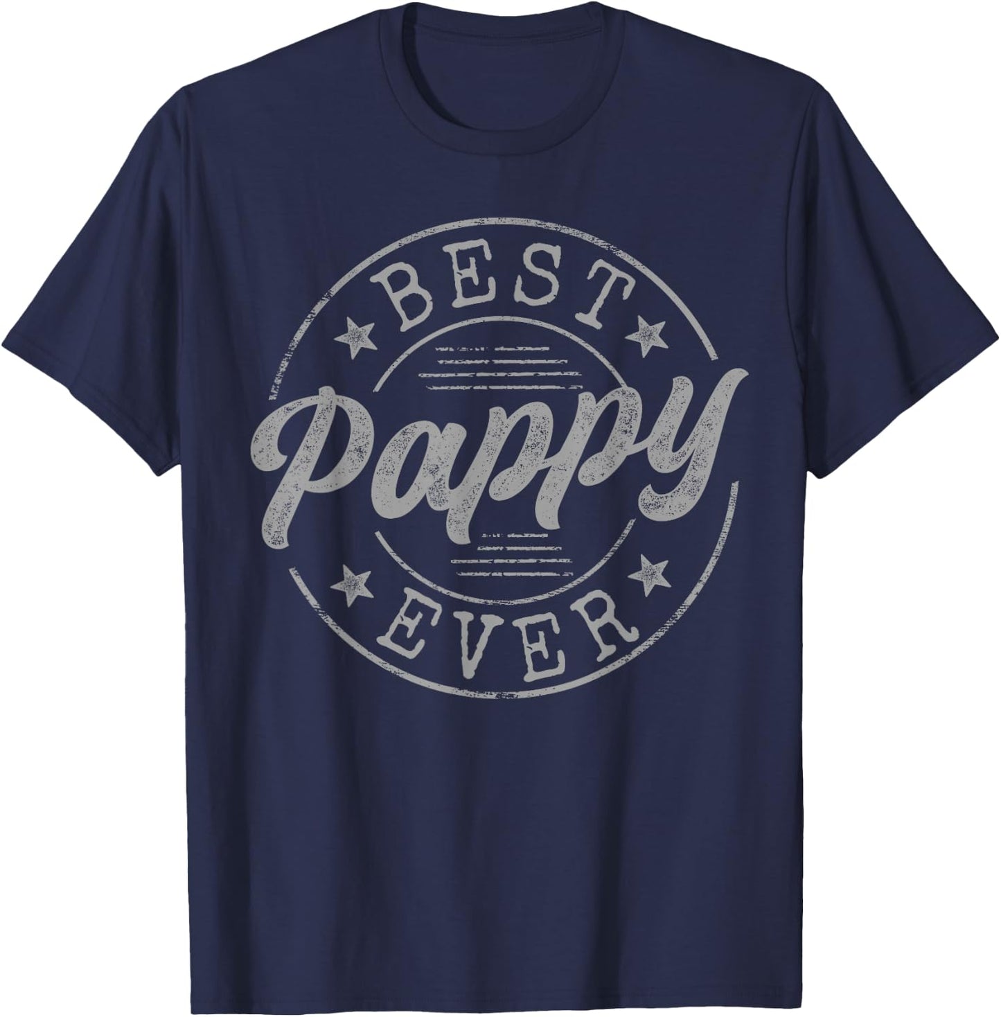 Best Pappy Ever Bold Vintage Badge T-Shirt - T-Shirt | Navy