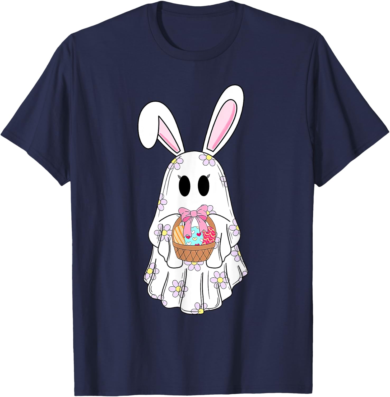 Cute Ghost Bunny Ghost Rabbit Easter Day Rabbit Lover T-Shirt - T-Shirt | Navy