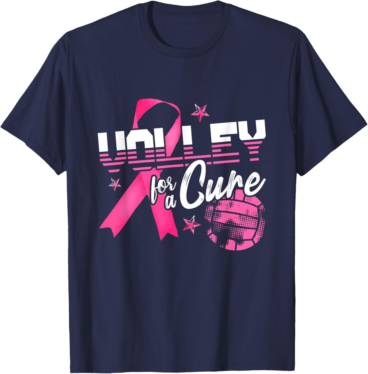 Volley For A Cure Volleyball Breast Cancer Awareness T-Shirt - T-Shirt | Navy