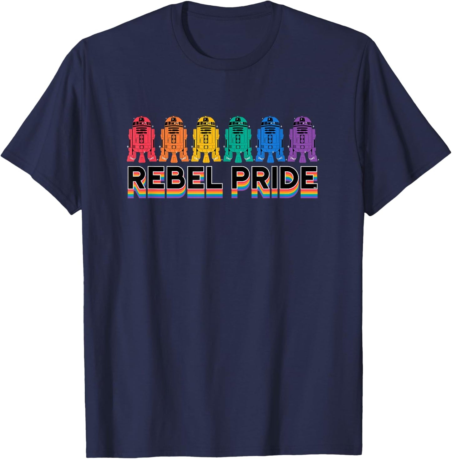 Star Wars Pride R2-D2 Astromech Droid Rainbow Rebel Pride T-Shirt - T-Shirt | Navy