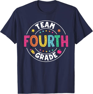 Team Fourth Grade Teacher Kid Back To School 4th Grade Squad T-Shirt - T-Shirt | Navy