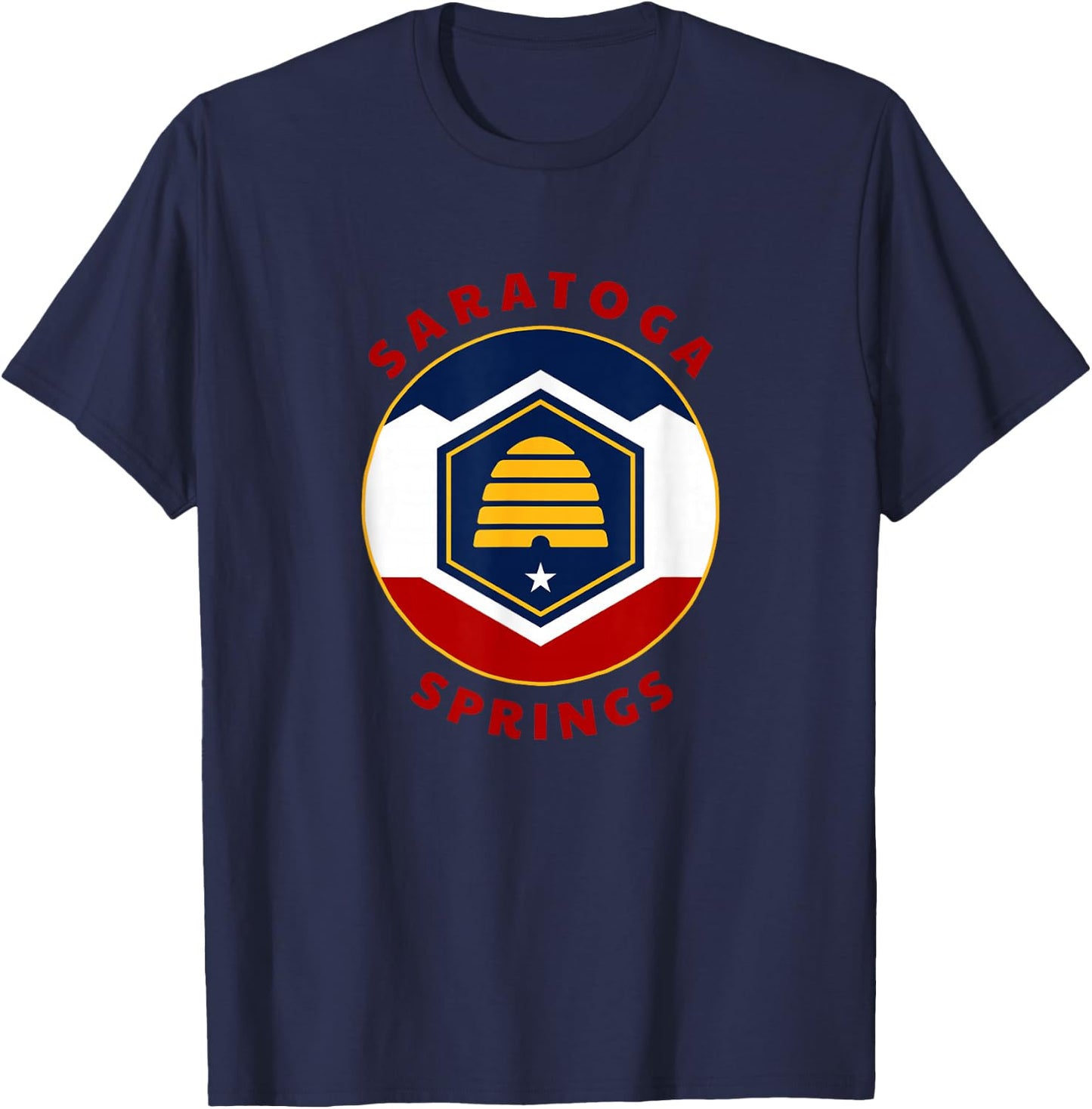 Saratoga Springs Utah New UT Flag Beehive Vacation Souvenir T-Shirt - T-Shirt | Navy