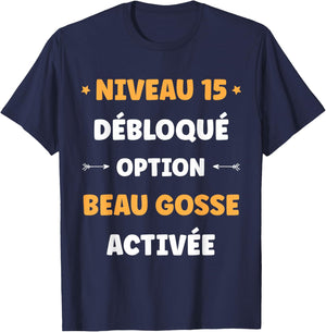 Drole garçon Niveau 15 Ans Geek Anniversaire Humour 15 Ans T-Shirt - T-Shirt | Navy