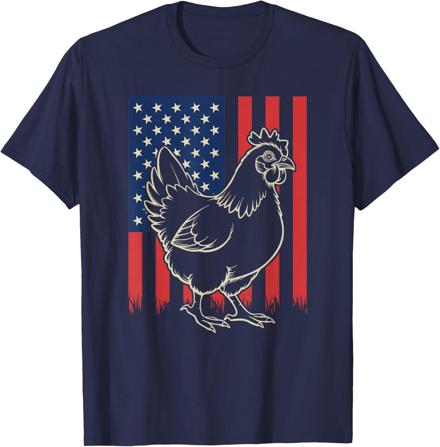 Chicken Lover Farmer Farm Animal 4th of July T-Shirt - T-Shirt | Navy