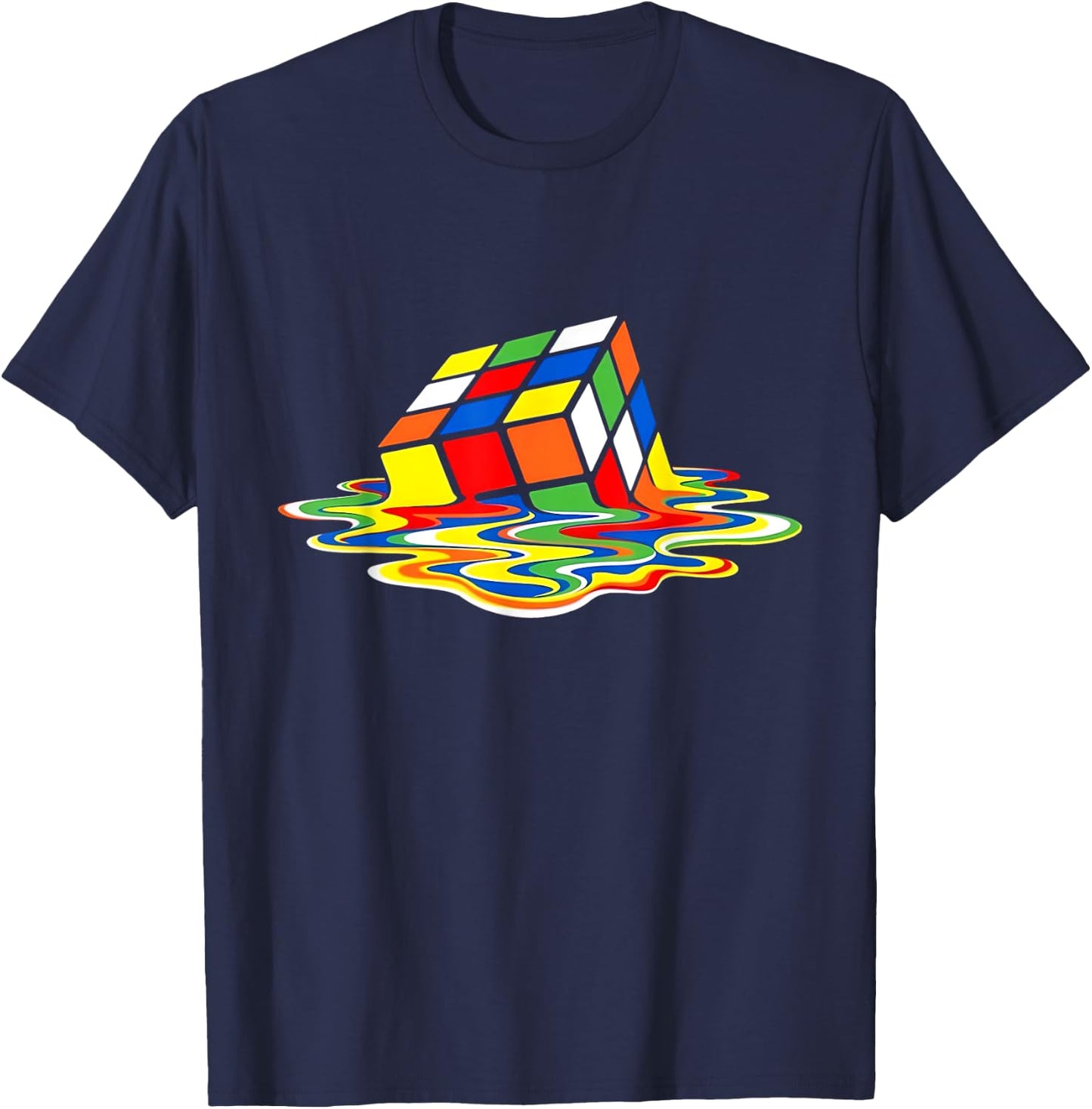 Melting Rubik's Cube , black T-Shirt - T-Shirt | Navy