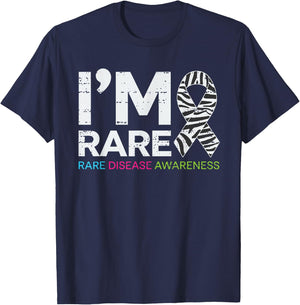 I'm Rare Disease Warrior Zabra Ribbon Rare Disease Awareness T-Shirt - T-Shirt | Navy