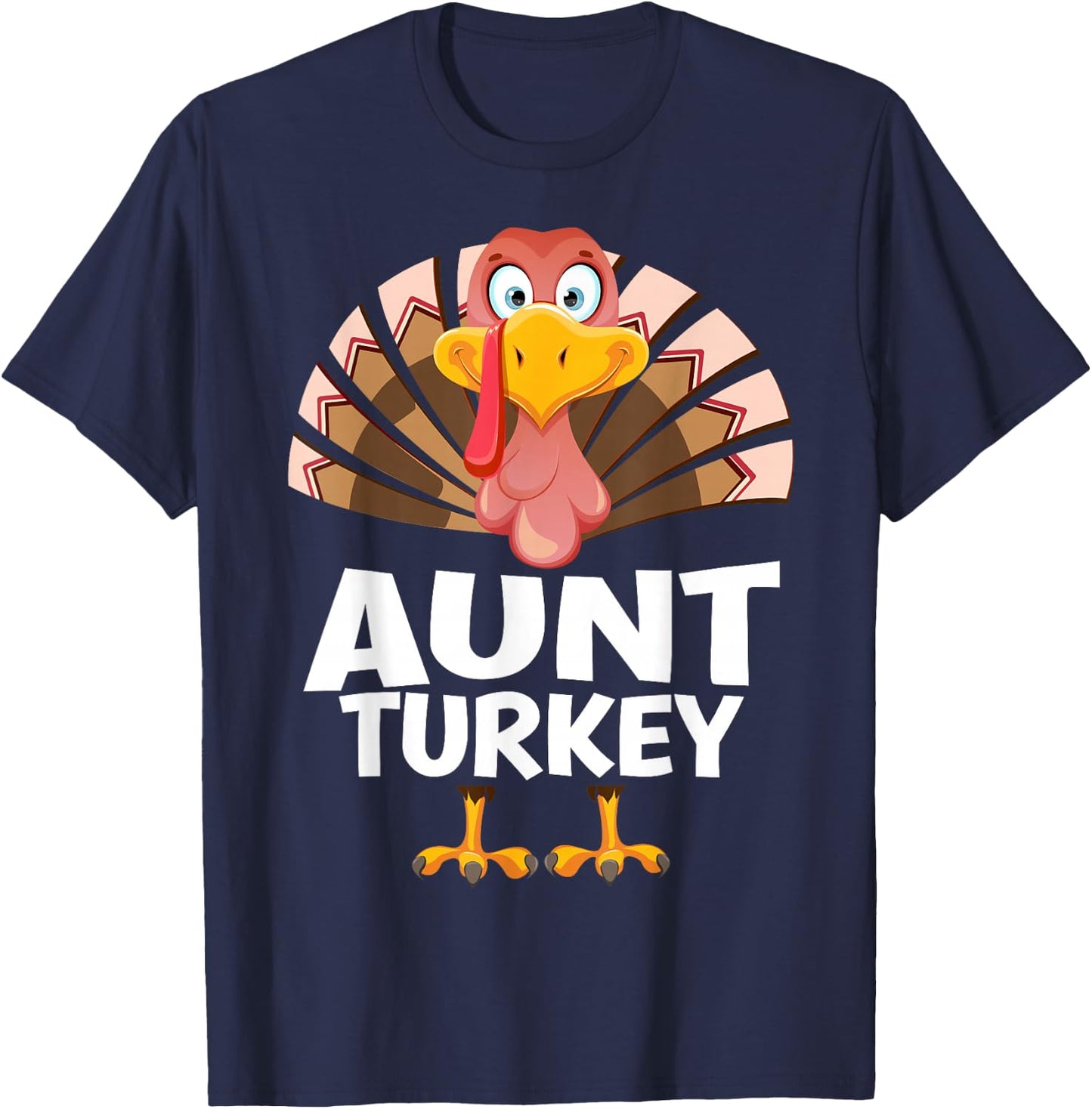 Thanksgiving Aunt Turkey Matching Pajama T-Shirt - T-Shirt | Navy