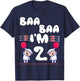 Baa Baa I'm 2 Farm Sheep Theme Party Two Year Birthday T-Shirt - T-Shirt | Navy