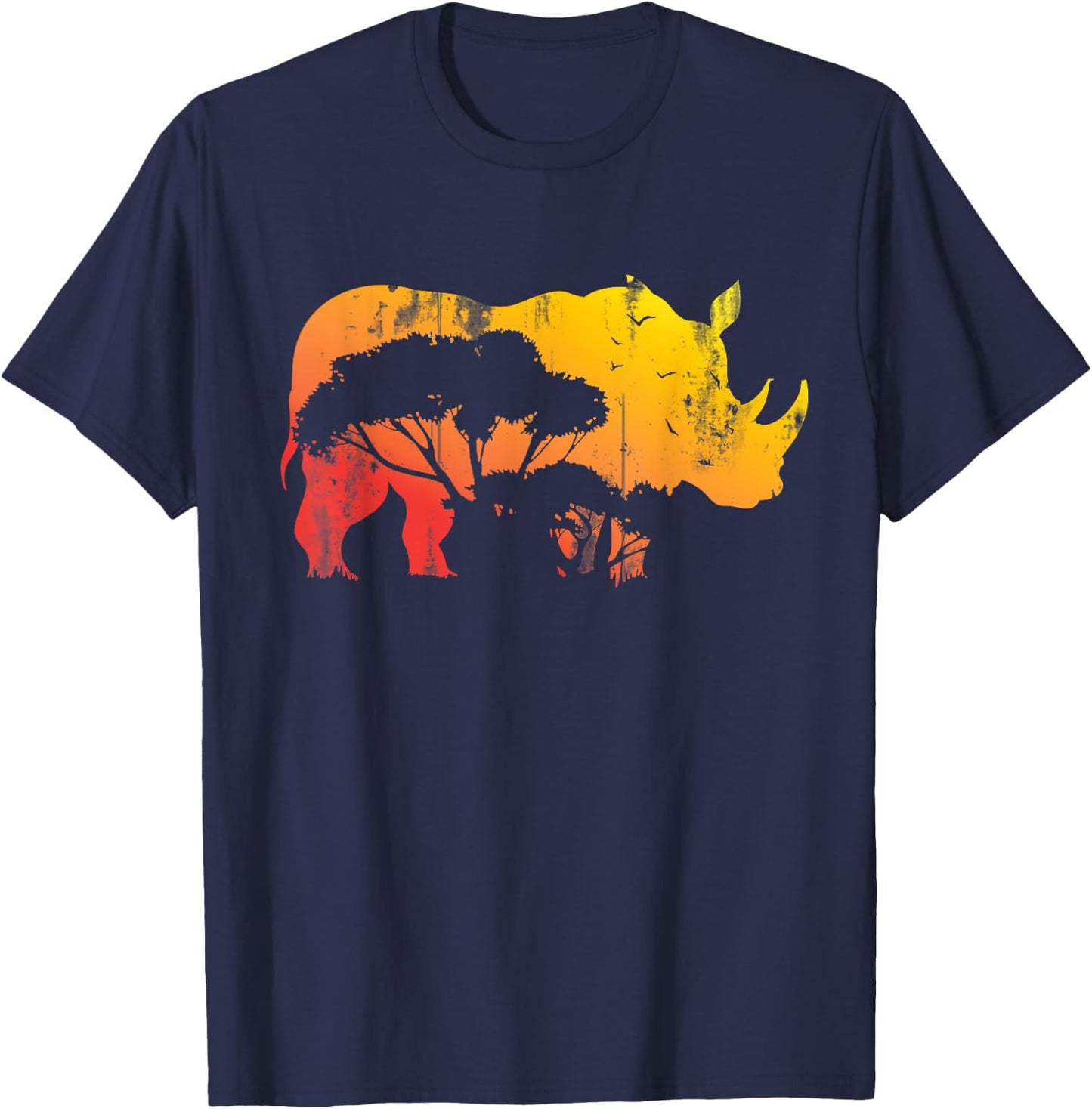 African Safari Animal Rhino T-Shirt - T-Shirt | Navy