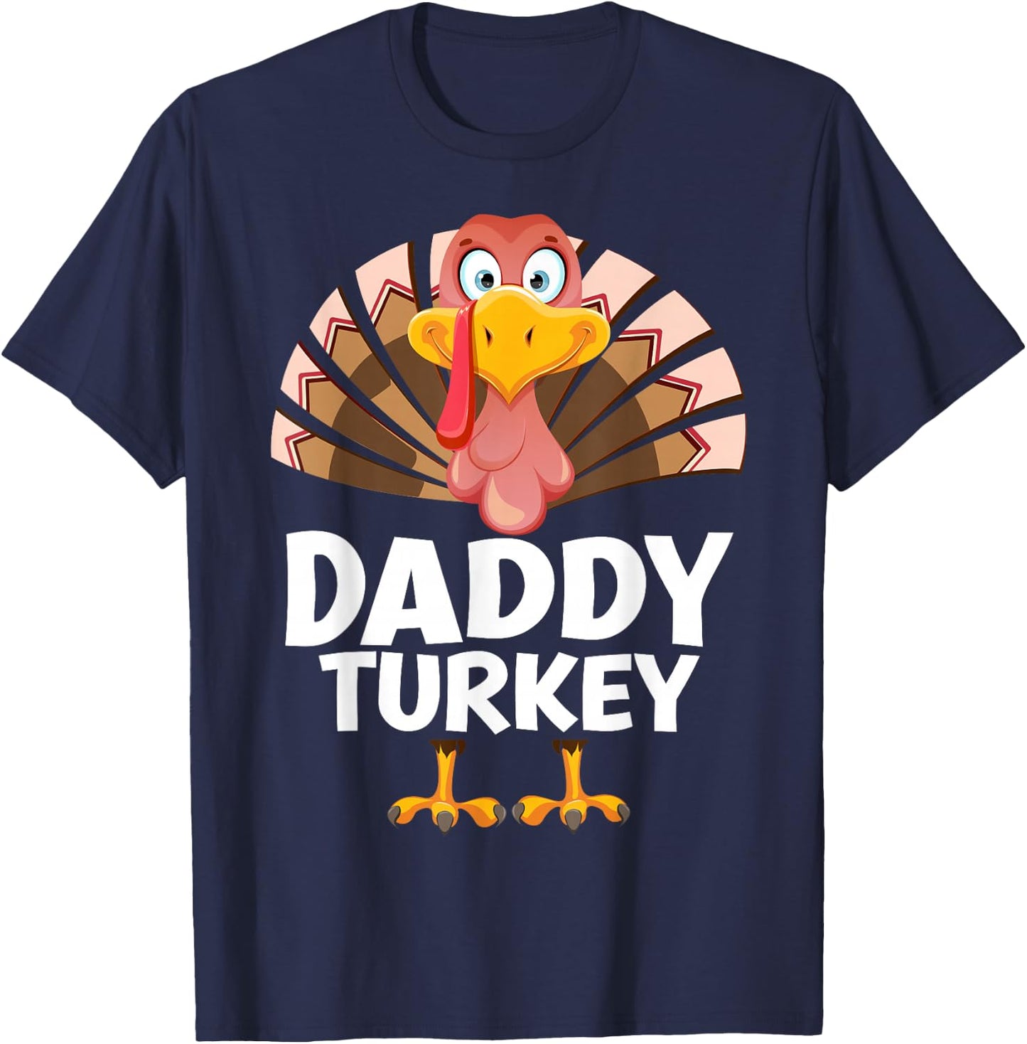 Thanksgiving Daddy Turkey Matching Pajama T-Shirt - T-Shirt | Navy