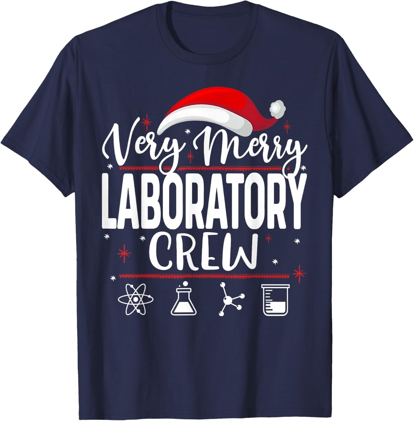 Very Merry Laboratory Crew Christmas Lab Technician Med Xmas T-Shirt - T-Shirt | Navy