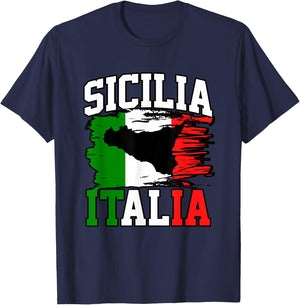 Sizilien Italien Italien Flagge Italien Sizilien Herren Damen T-Shirt - T-Shirt | Navy