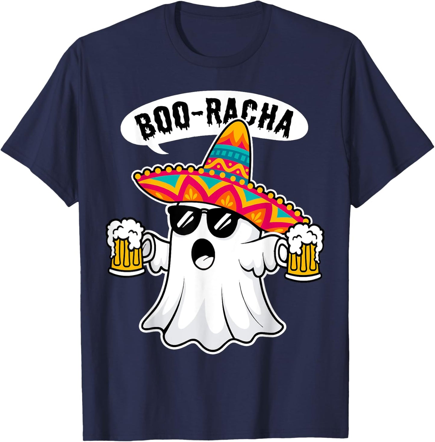 Boo-Racha Halloween Cute Ghost Boo Borracha Cinco De Mayo T-Shirt - T-Shirt | Navy
