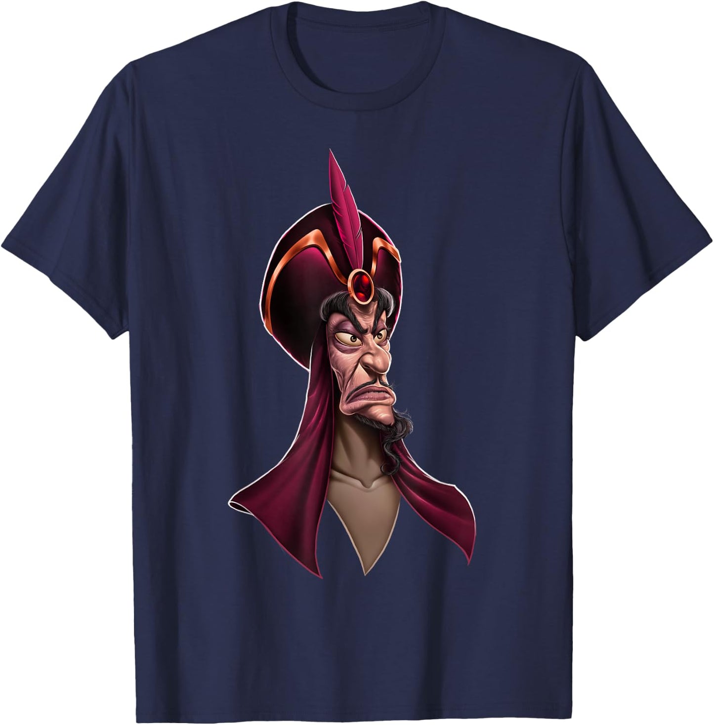 Disney Aladdin Jafar Up Close Portrait Graphic , Black, S T-Shirt - T-Shirt | Navy