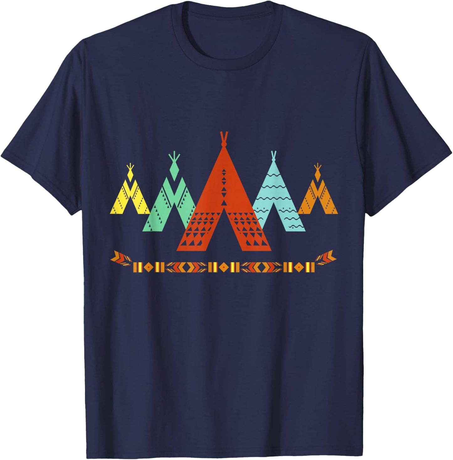 Vintage Native American Teepee , Indian Shirt T-Shirt - T-Shirt | Navy
