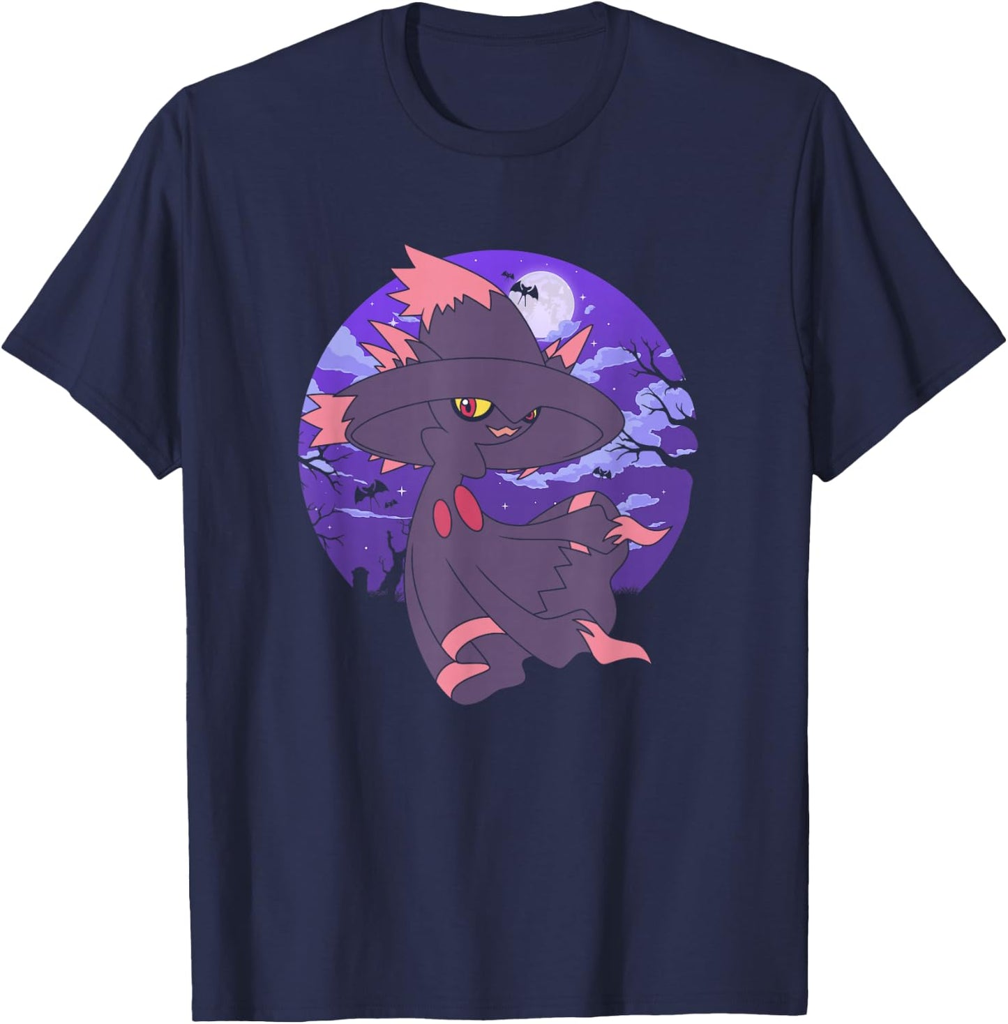 Pokémon Mismagius & Zubat Creepy Graveyard At Night T-Shirt - T-Shirt | Navy