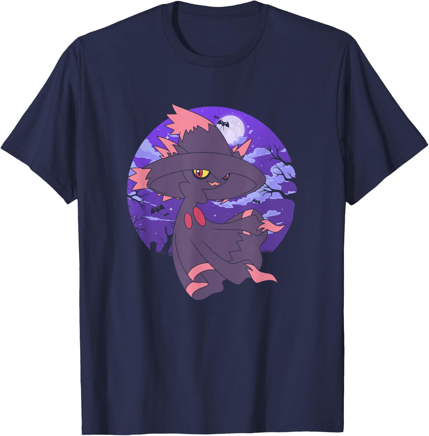 Pokémon Mismagius & Zubat Creepy Graveyard At Night T-Shirt - T-Shirt | Navy
