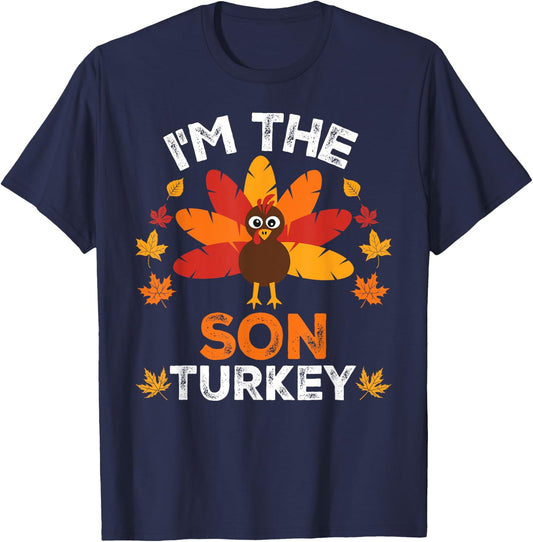 Matching Thanksgiving Thankful Gifts by T&T - Adults & Kids - Black - Small - Short Sleeve - Classic Fit - Fun, Festive, Modern - Thanksgiving Family Matching T-Shirt - T-Shirt | Navy
