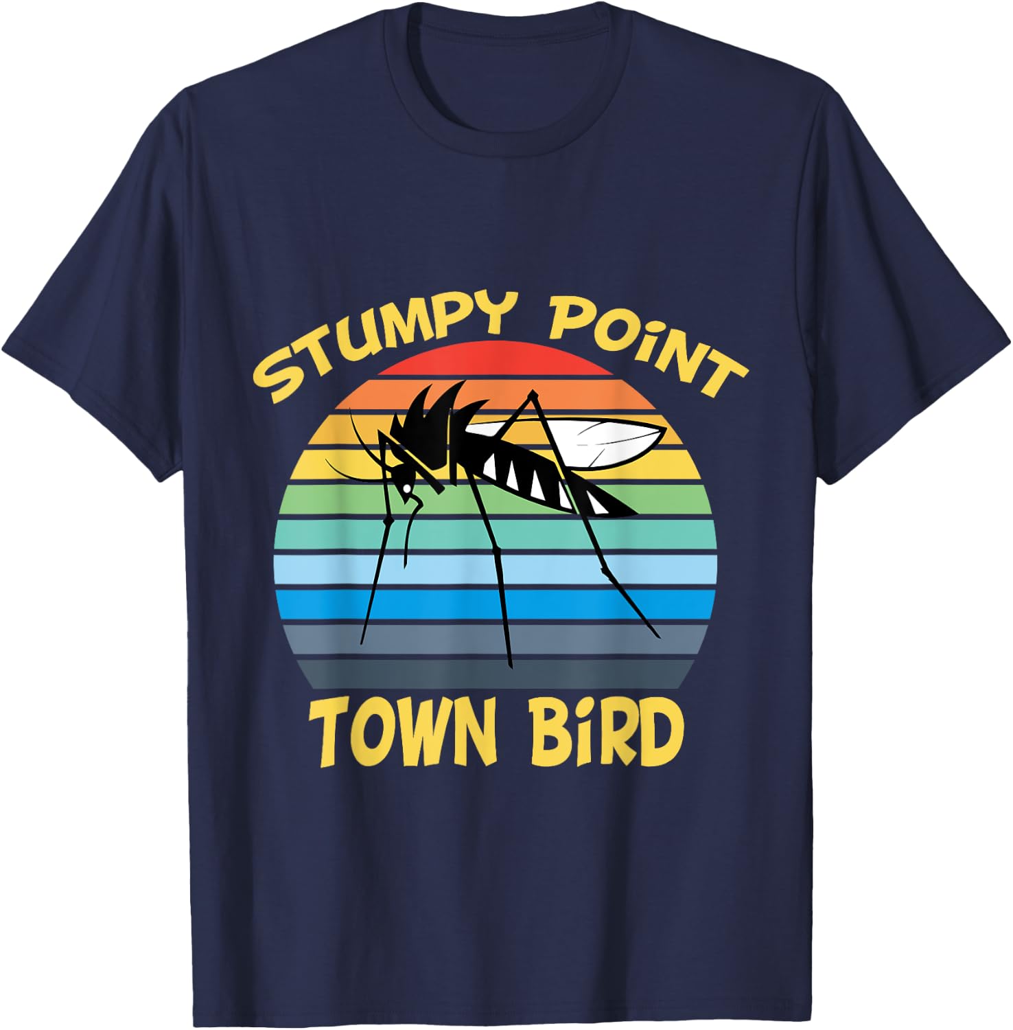 Stumpy Point NC OBX Retro Mosquito T-Shirt - T-Shirt | Navy
