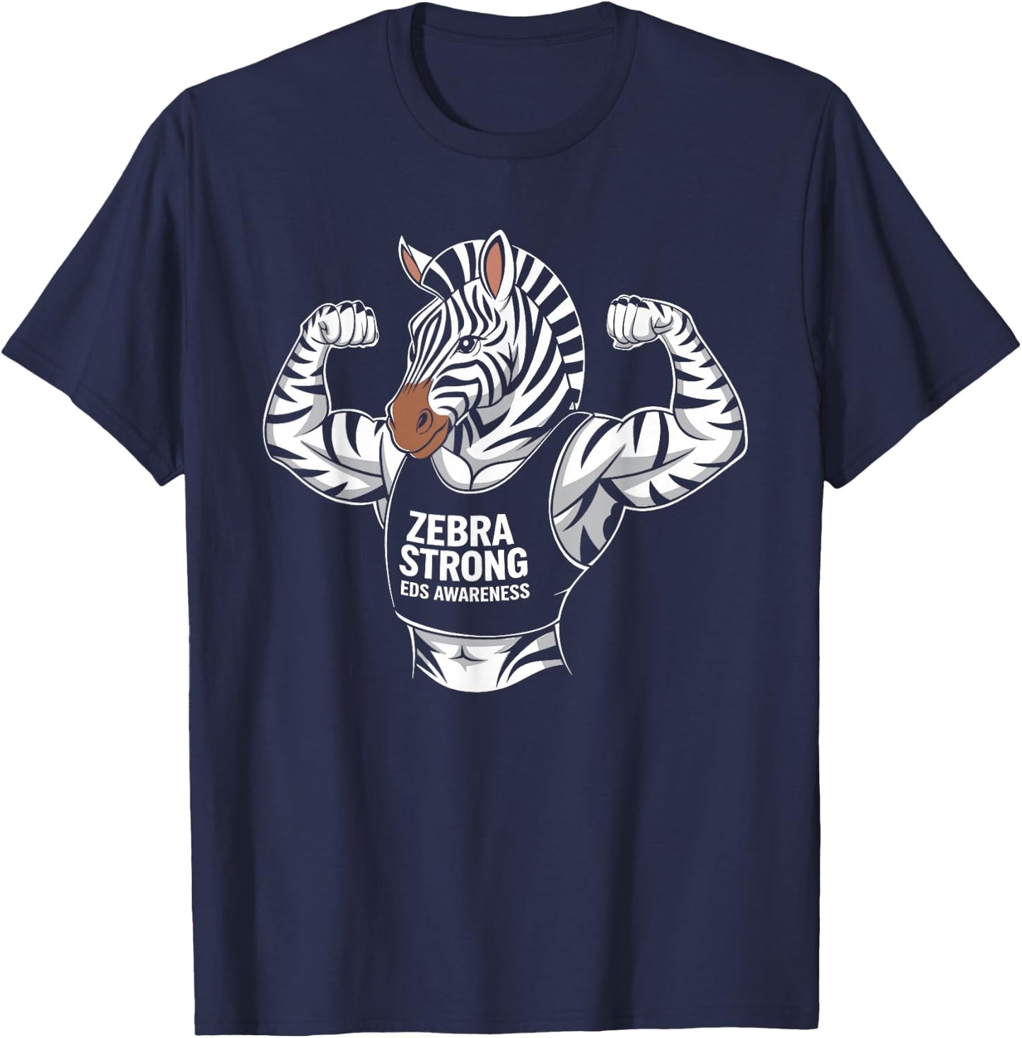 Zebra Strong EDS Awareness Ehlers Danlos Syndrome T-Shirt - T-Shirt | Navy