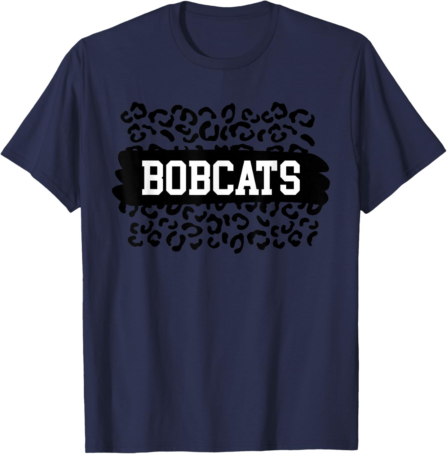Leopard Bobcats School Spirit Fan Team Back To School T-Shirt - T-Shirt | Navy