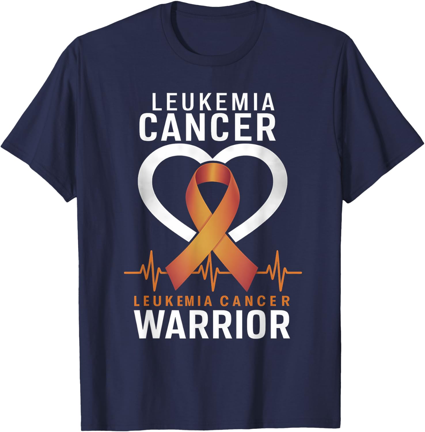 Leukemia Cancer Awareness Leukemia Warrior Orange Ribbon T-Shirt - T-Shirt | Navy