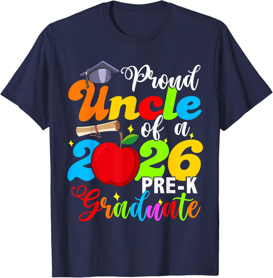 Proud Uncle of 2026 Pre-K Graduate Mothers Day Graduation T-Shirt - T-Shirt | Navy