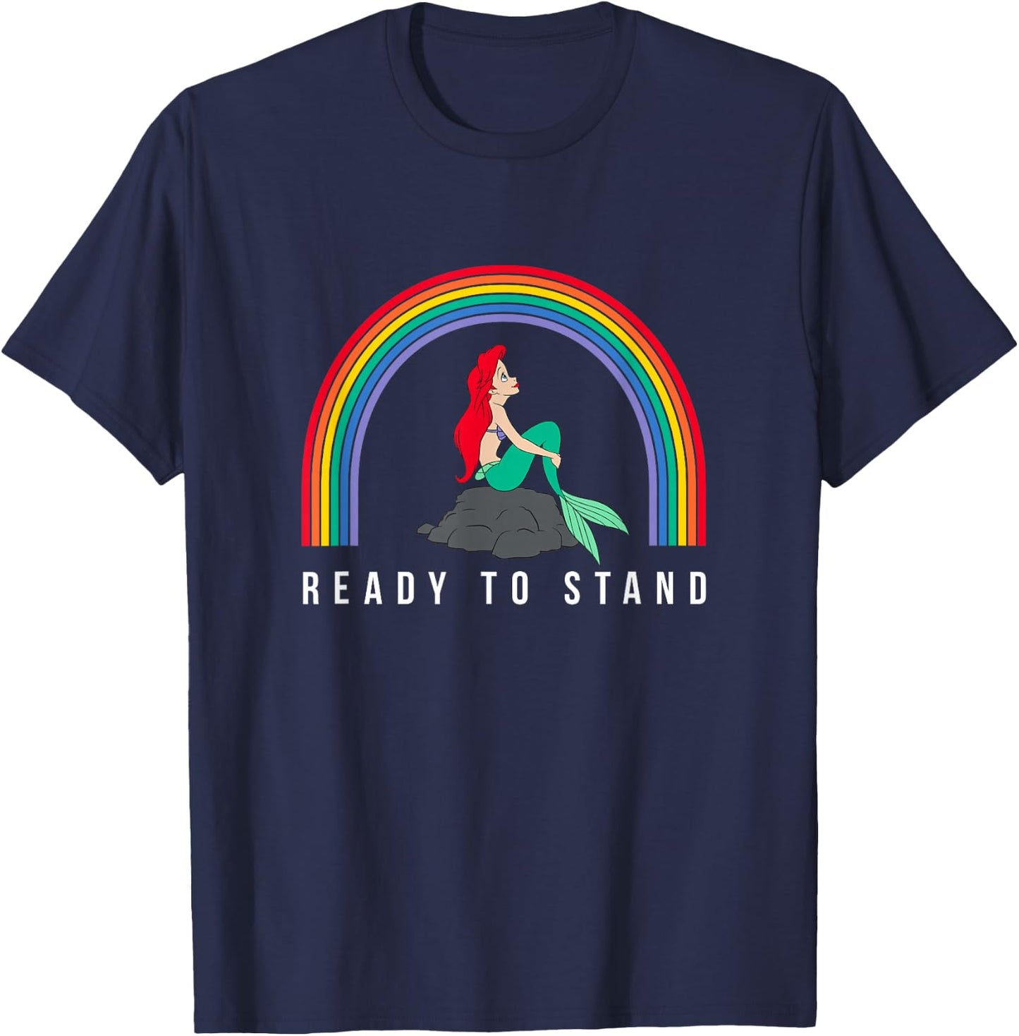 Disney The Little Mermaid Ariel Rainbow Ready To Stand T-Shirt - T-Shirt | Navy