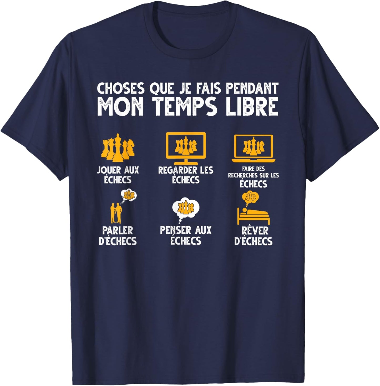 Play Chess Watch Chess , Black, S T-Shirt - T-Shirt | Navy