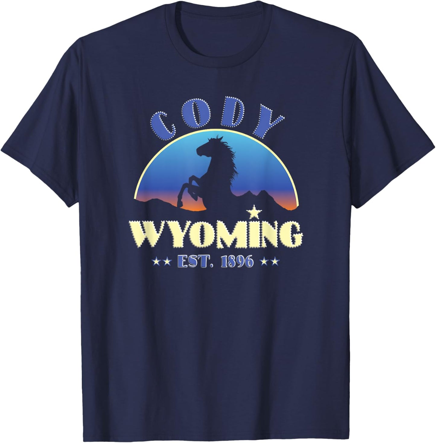 Cody Wyoming WY Wild Horse T-Shirt - T-Shirt | Navy