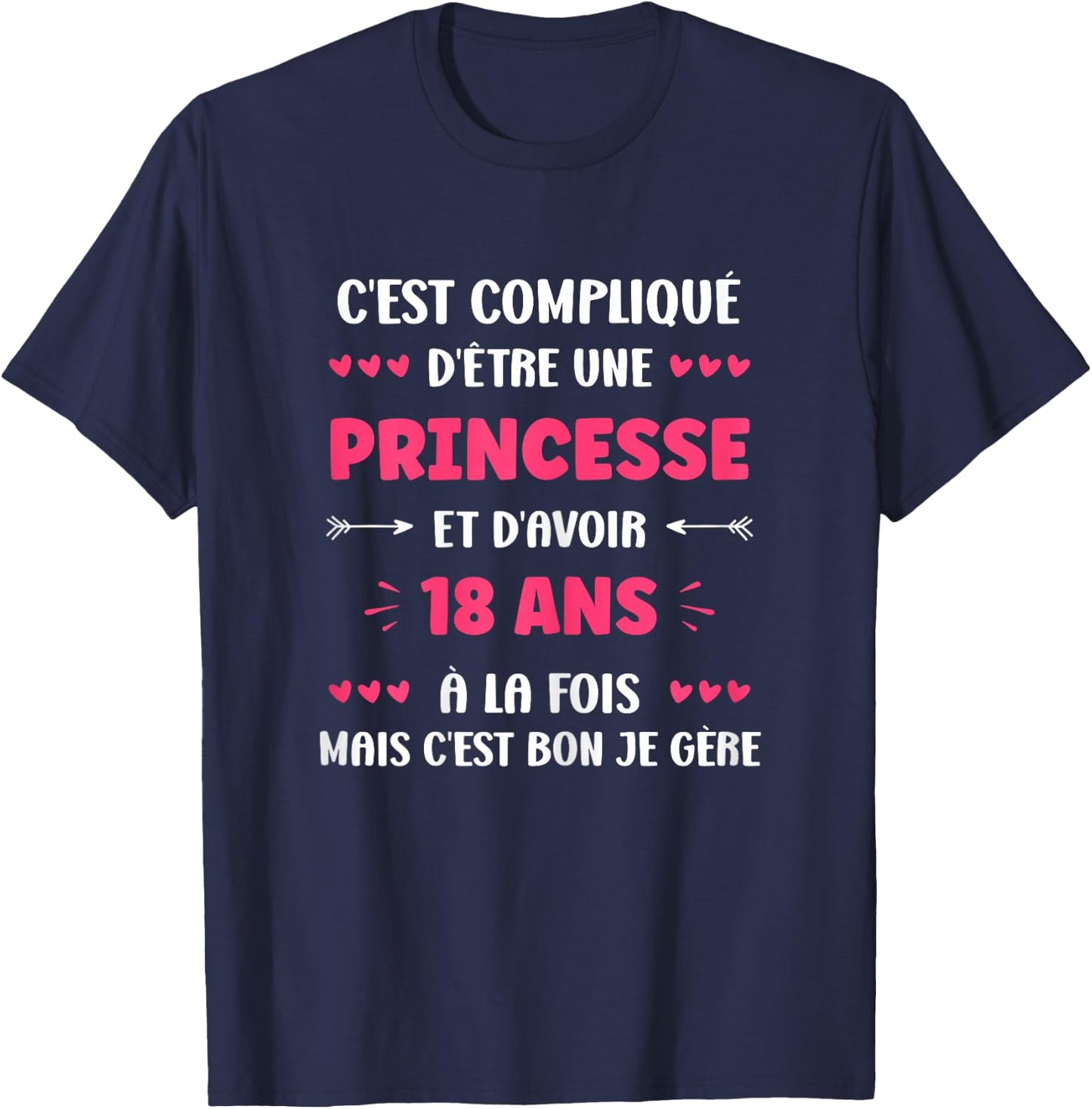 Girl 18 Years Funny Princess Birthday Teen 18 Years , Black, Female X-Small T-Shirt - T-Shirt | Navy