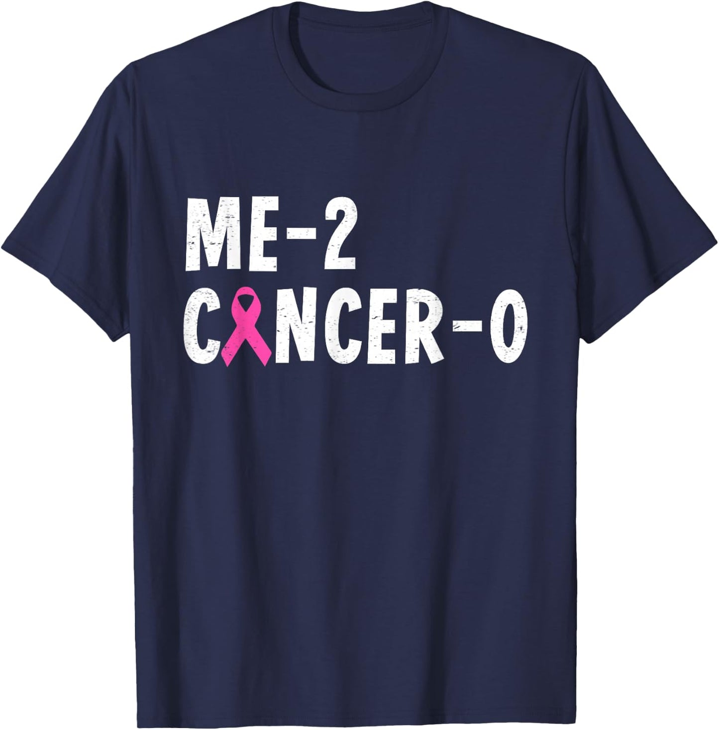 Me 2 Cancer 0 Pink Ribbon Breast Cancer Awareness T-Shirt - T-Shirt | Navy
