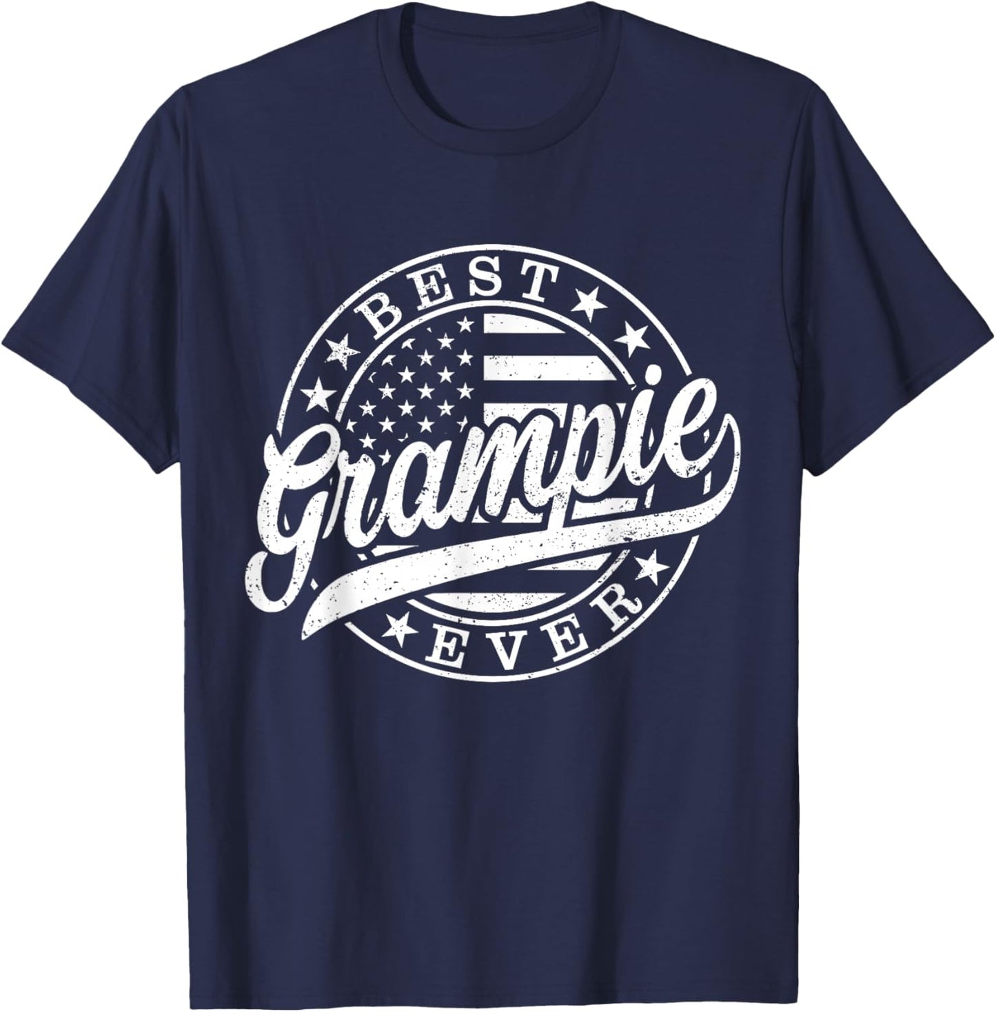 Best Grampie Ever American US Flag Funny Father's Day T-Shirt - T-Shirt | Navy