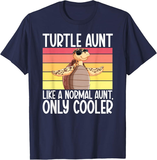 Cool Turtle Aunt Turtle Owner Turtle Auntie Turtle Lover T-Shirt - T-Shirt | Navy