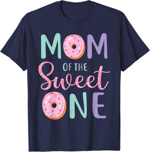 Mom of The Sweet One First Birthday Matching Family Donut T-Shirt - T-Shirt | Navy