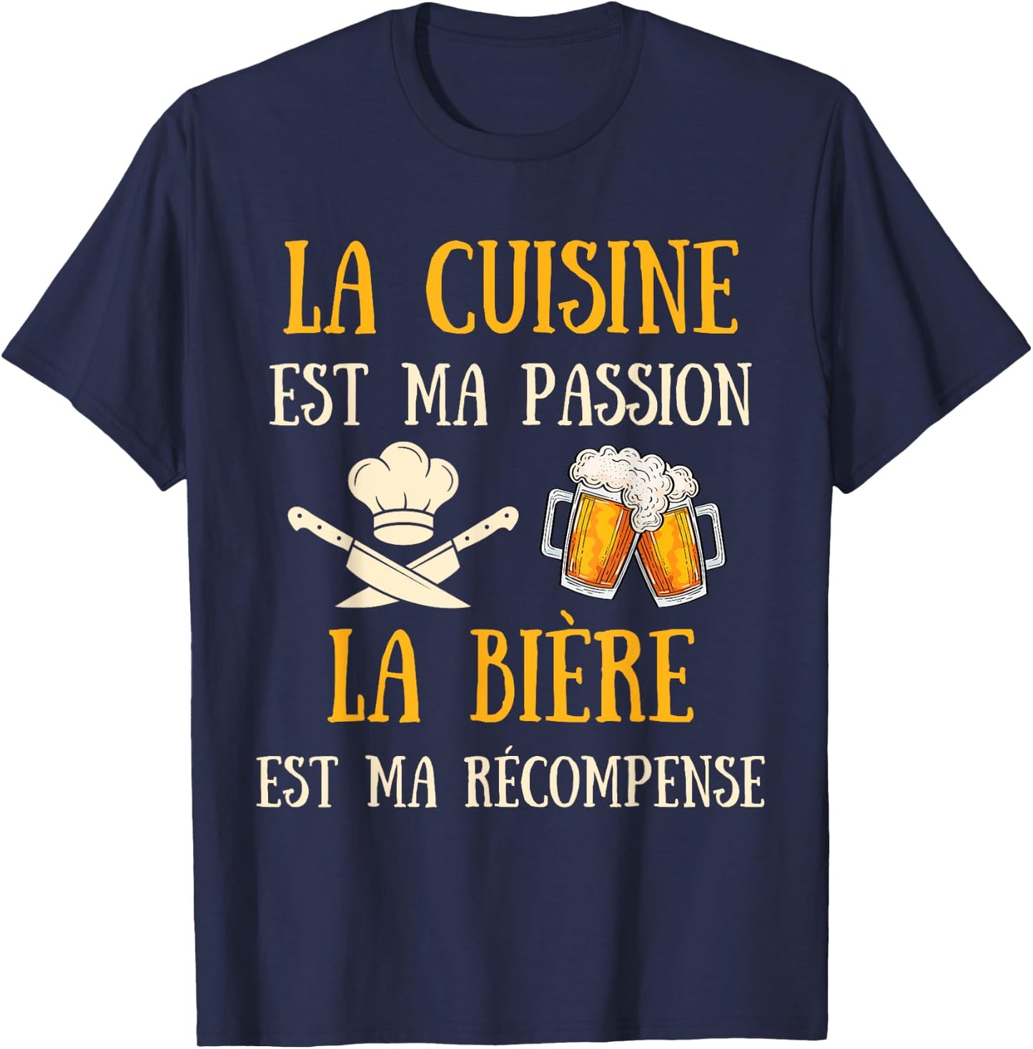 Men's Kitchen Humour Gift Chef Chef Beer T-Shirt - T-Shirt | Navy