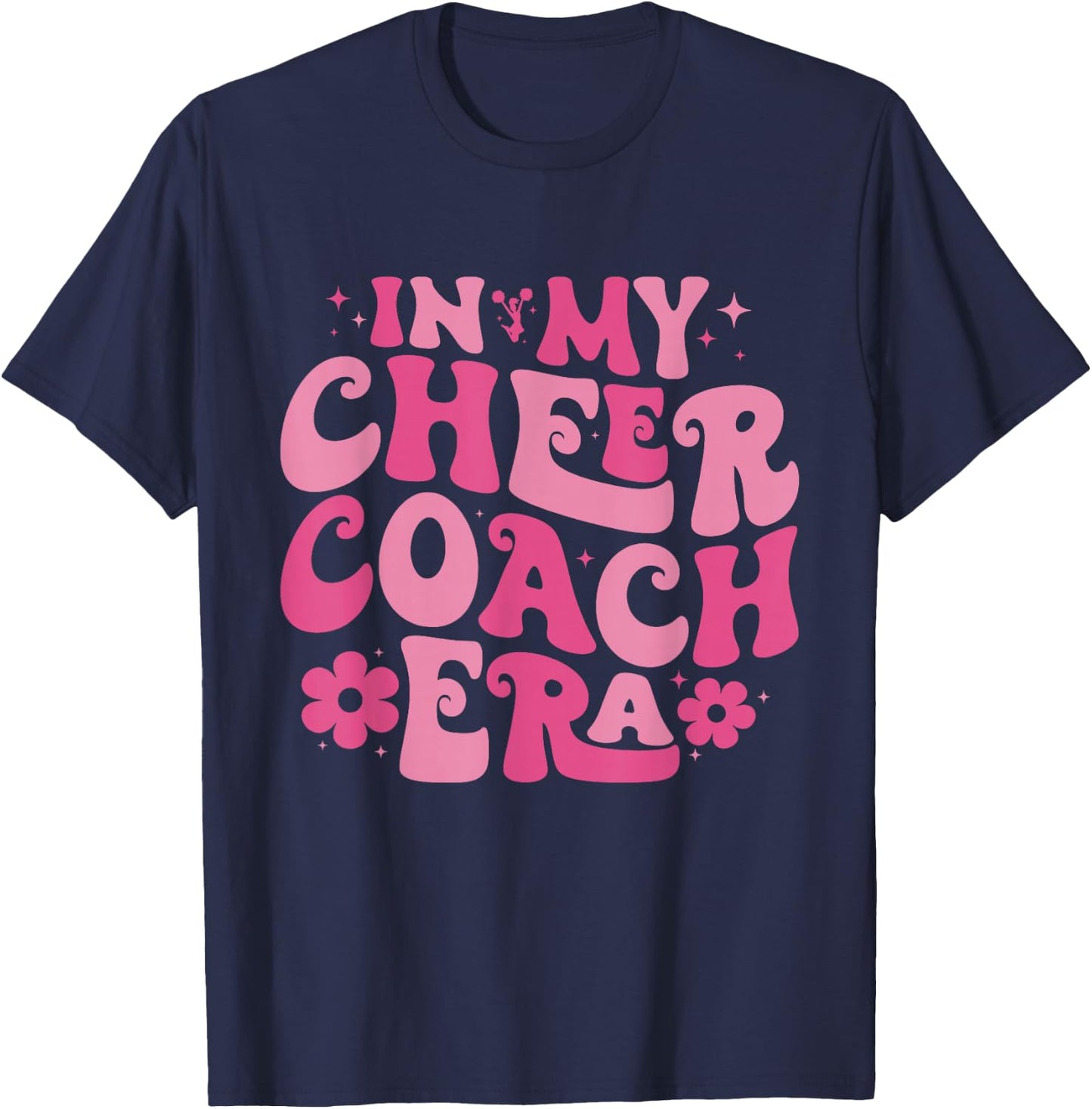 In My Cheer Coach Era Retro Groovy T-Shirt - T-Shirt | Navy