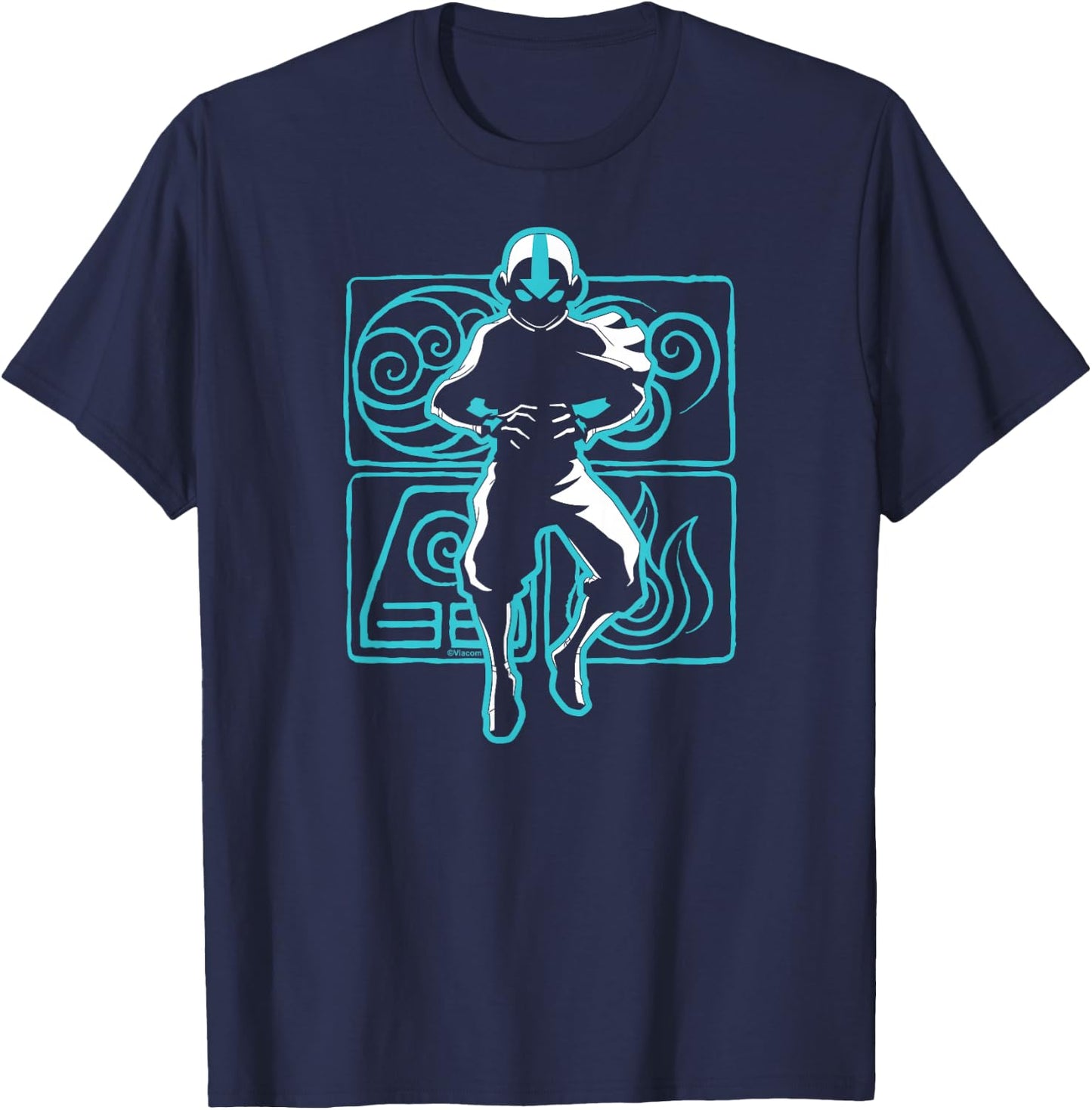 Avatar The Last Airbender - Aang Fire Air Earth Water T-Shirt - T-Shirt | Navy