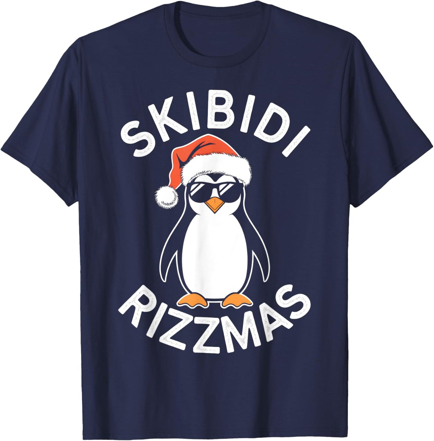 Skibidi Rizzmas Funny Christmas Christmas Season Penguin T-Shirt - T-Shirt | Navy