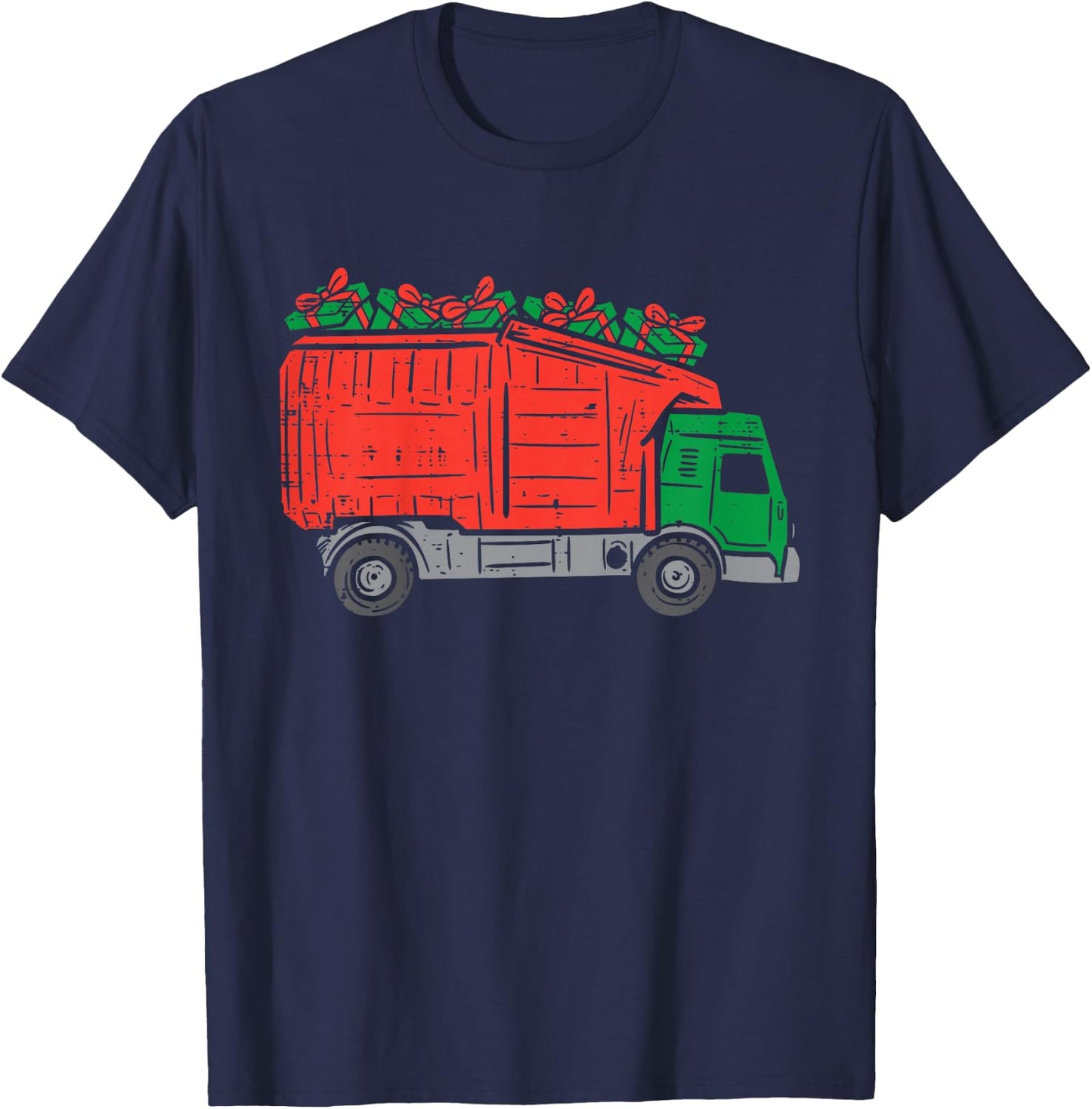 Kids Garbage Truck Xmas PJs Pajamas Toddler Boys Christmas Kids T-Shirt - T-Shirt | Navy