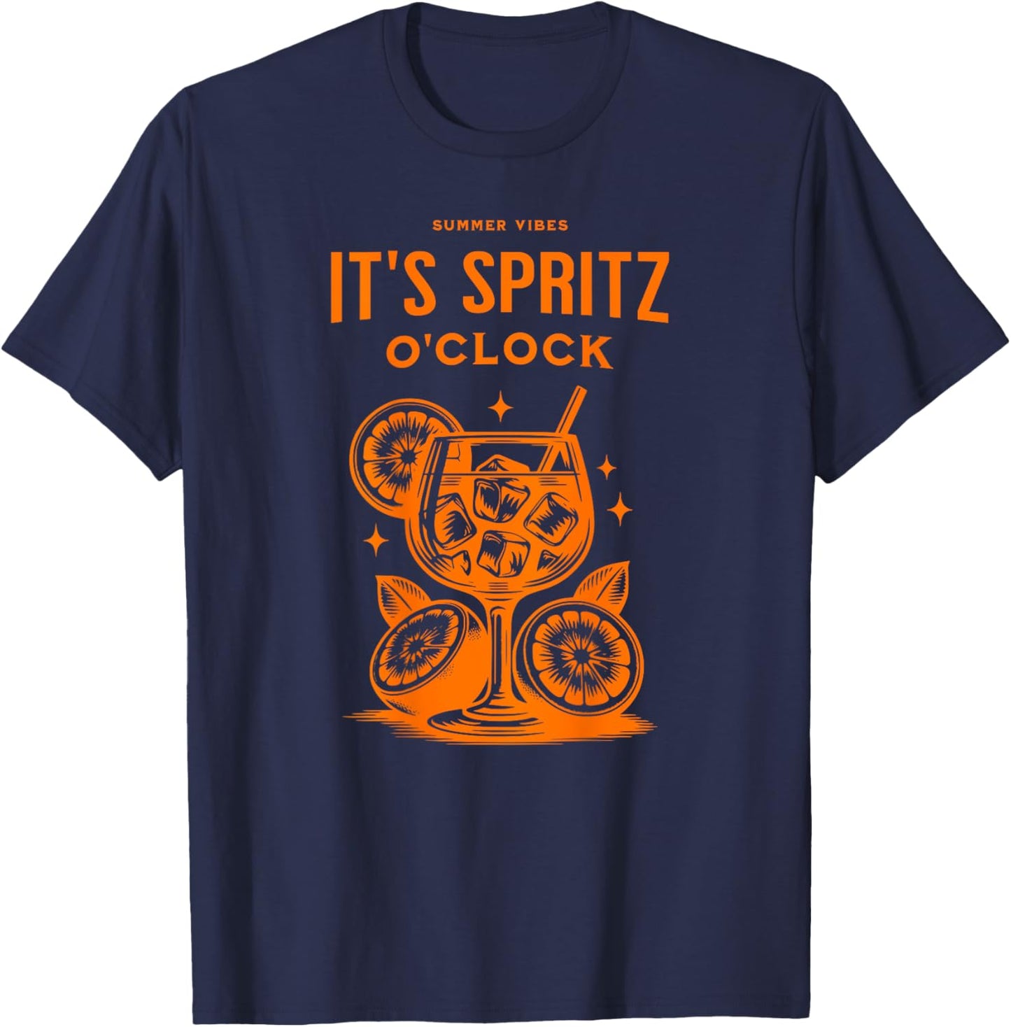 Backprint, Spritzing the day away, IT'S SPRITZ O'CLOCK , Black, S T-Shirt - T-Shirt | Navy