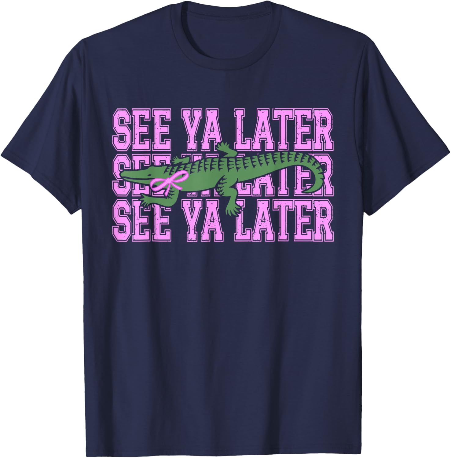 Funny See Ya Later Alligator Bow Teacher Last Day of School T-Shirt - T-Shirt | Navy