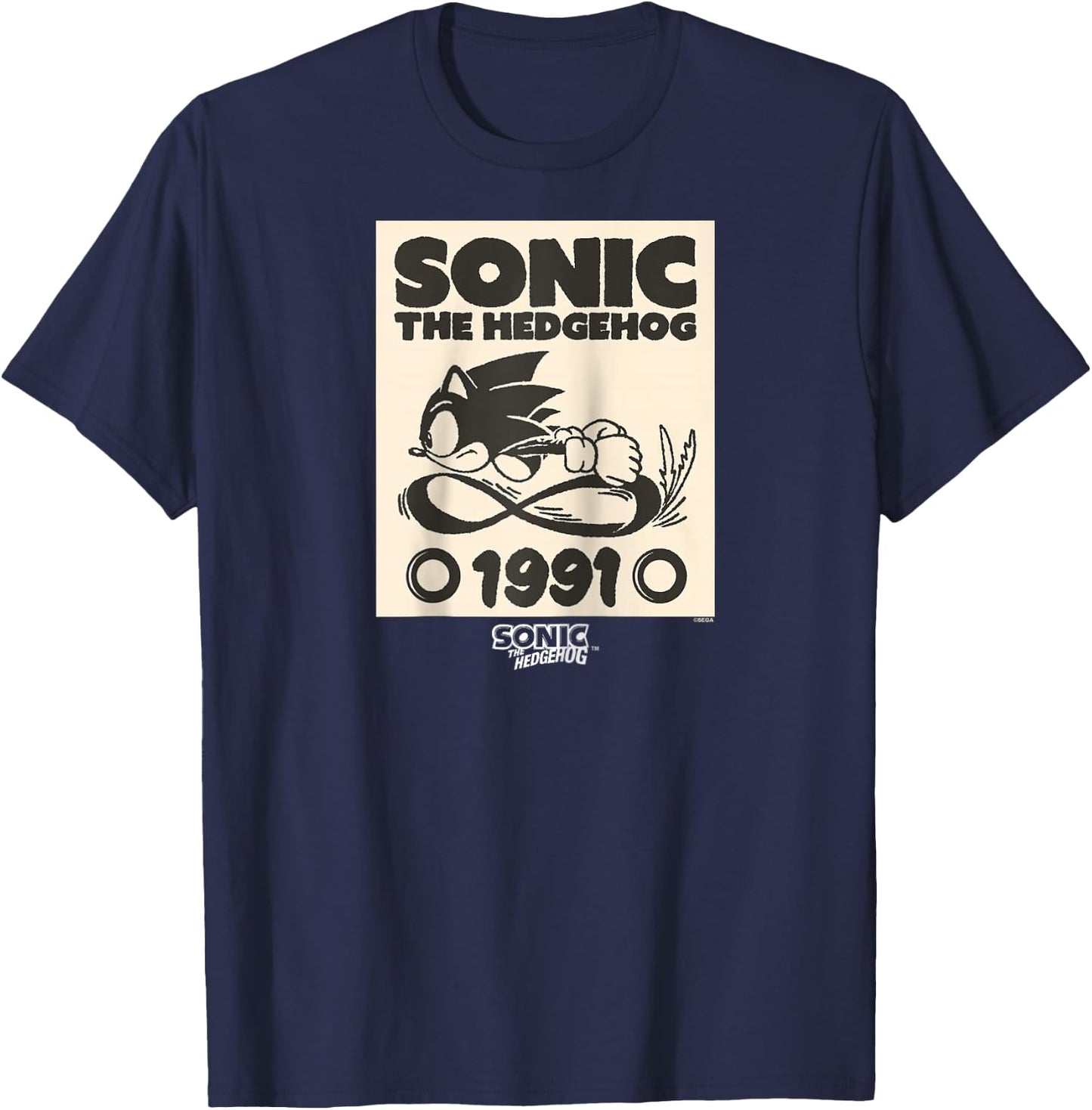 Sonic The Hedgehog 1991 Epic Run Vintage Sketch Raglan Baseball T-Shirt - T-Shirt | Navy