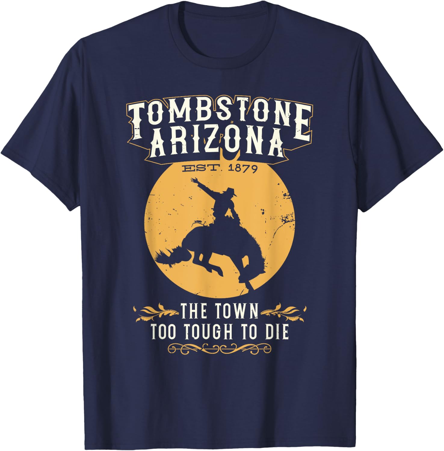 Retro Tombstone Arizona Wild West Vintage Horse Sunset Horse T-Shirt - T-Shirt | Navy