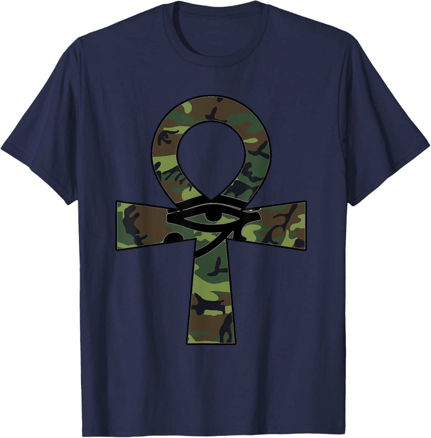African Pride Shirts Camo Ankh Black Pride T-Shirt - T-Shirt | Navy