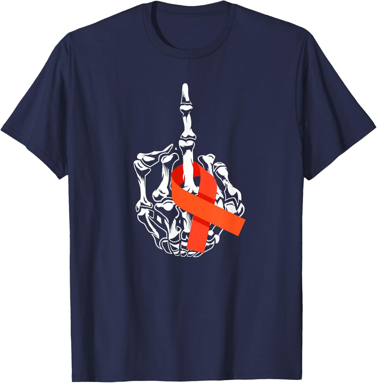 Fuck Leukemia Cancer Middle Finger Leukemia Cancer Awareness T-Shirt - T-Shirt | Navy