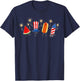 Fourth of July Patriotic Doodle Watermelon Hotdog Firework T-Shirt - T-Shirt | Navy